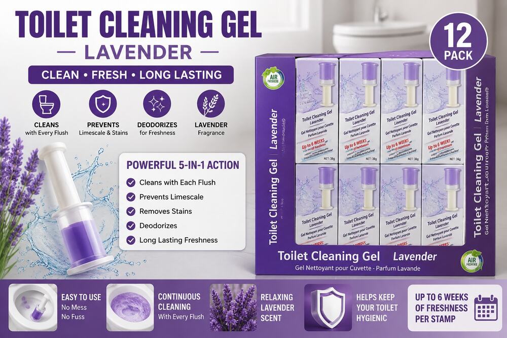 12 Pack Toilet Cleaning Gel Stamps Lavender Bowl Freshener Cleaner Long Lasting